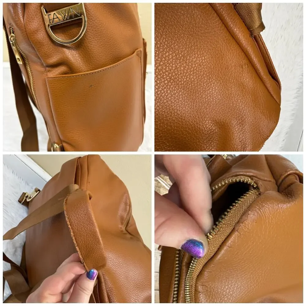 Fawn Design The Original Convertible Diaper Bag Brown Faux Leather